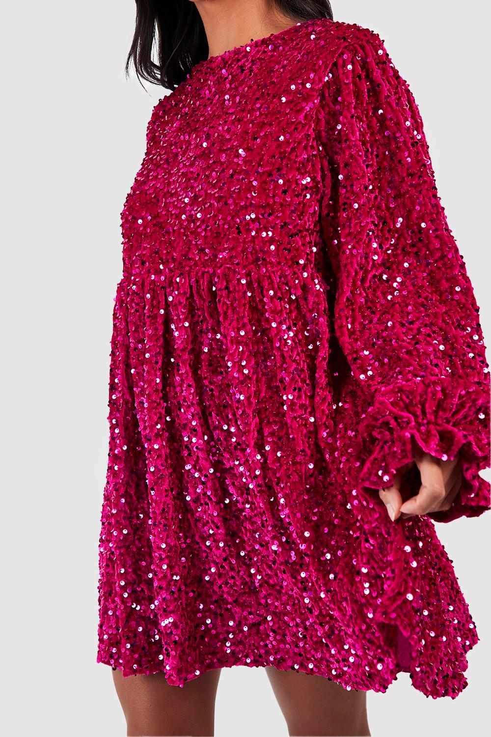 Sequin swing best sale dress with sleeves